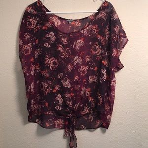 Semi-sheer top with tie front- worn twice!